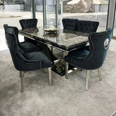 Bentley Black Marble Dining Table with Chairs - Pendle Village Furniture